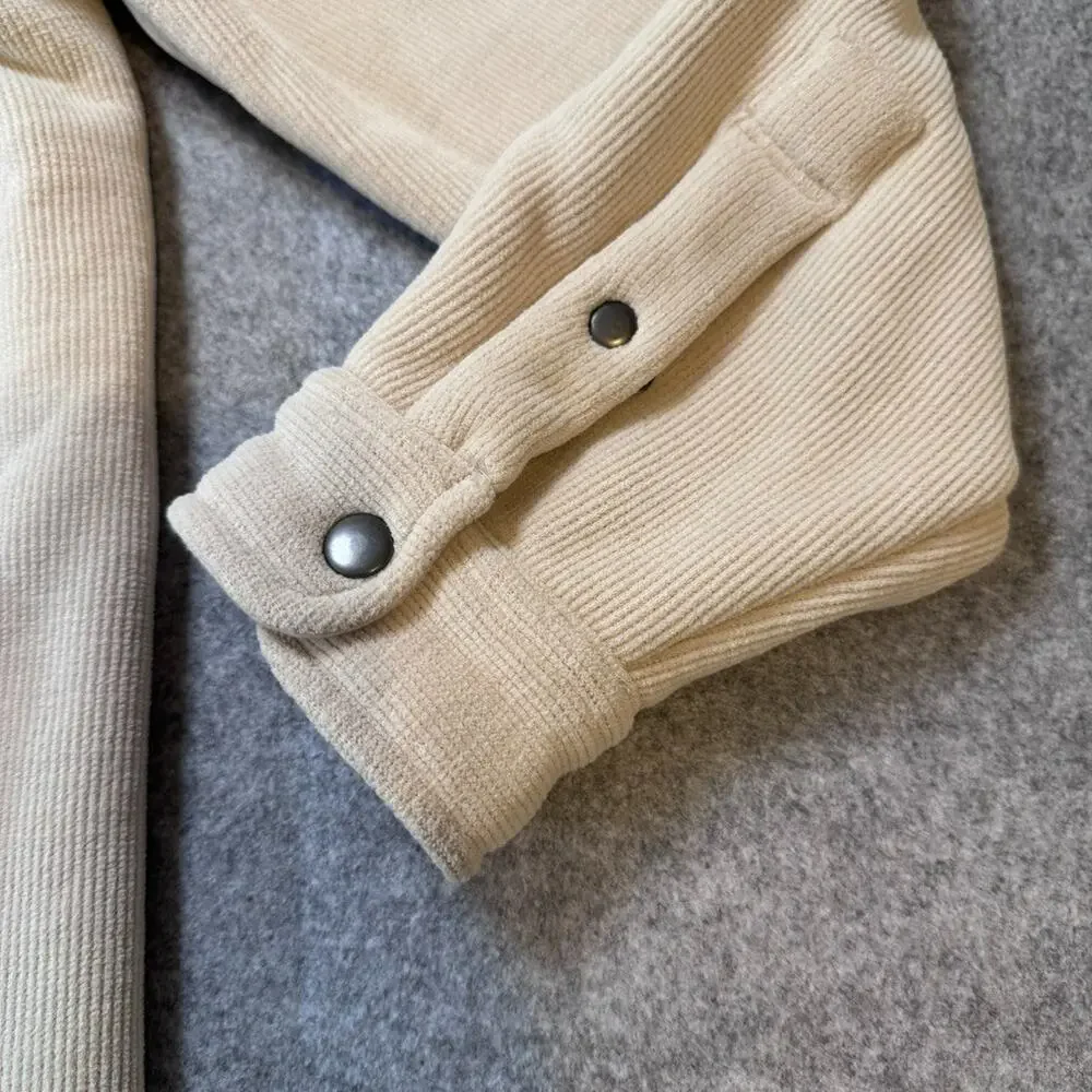 Copper & Oak Mens Tan Corduroy Sherpa Lined Shirt Jacket L Khaki 1735715